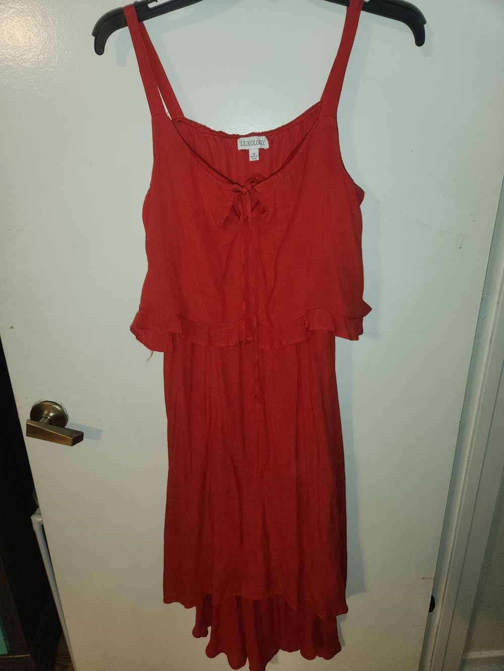 Luxology Crimson Red High-Low Sundress with Tie Front